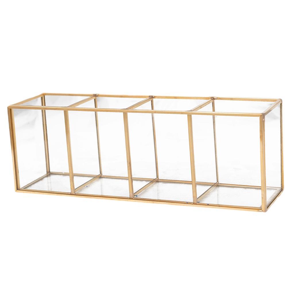 Gold Brush Storage Pen Pencil Pot Holder Container Desk Organizer Accessory