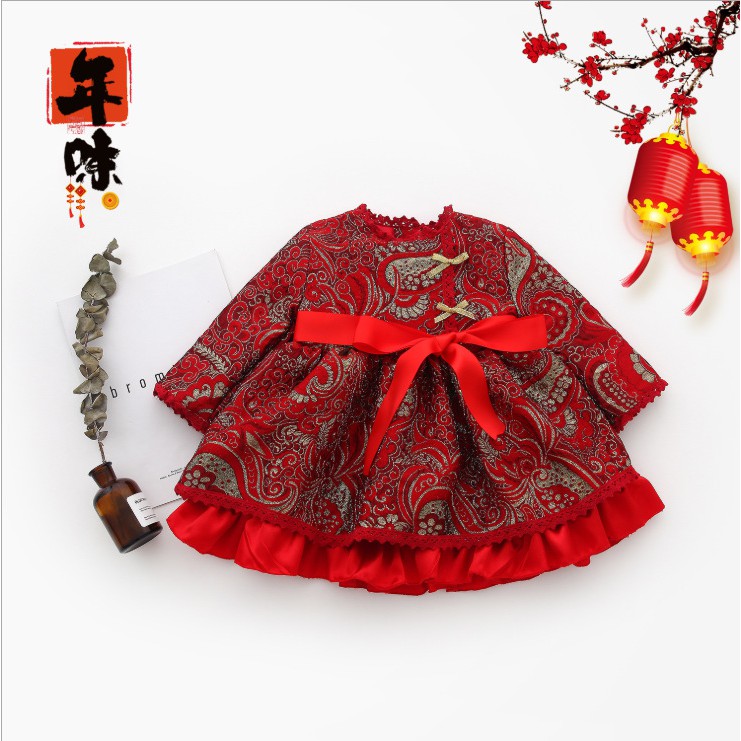 Váy đầm công chúa đỏ Tết bé gái