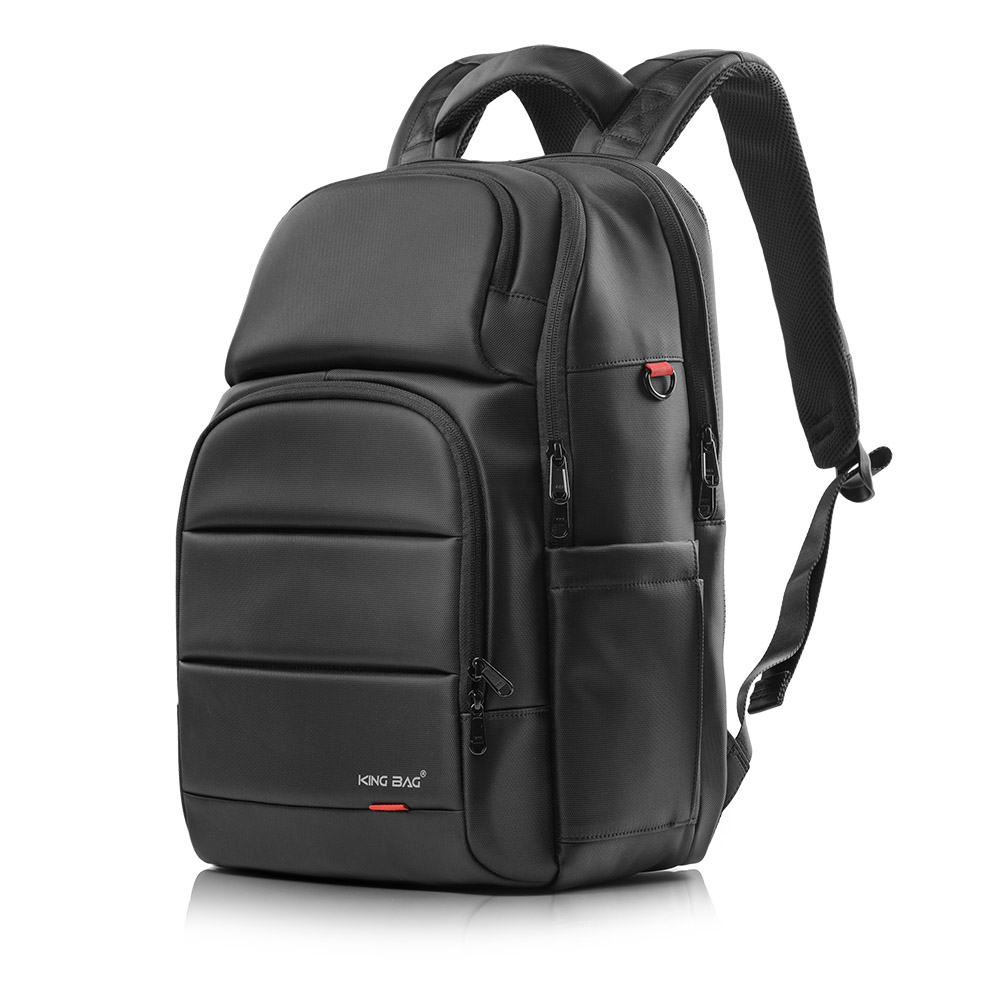 Balo laptop KINGBAG MARCUS 15”, nhiều ngăn sức chứa lớn, tích hợp USB, trượt nước, đai buộc vali, màu đen - Hàng chính hãng