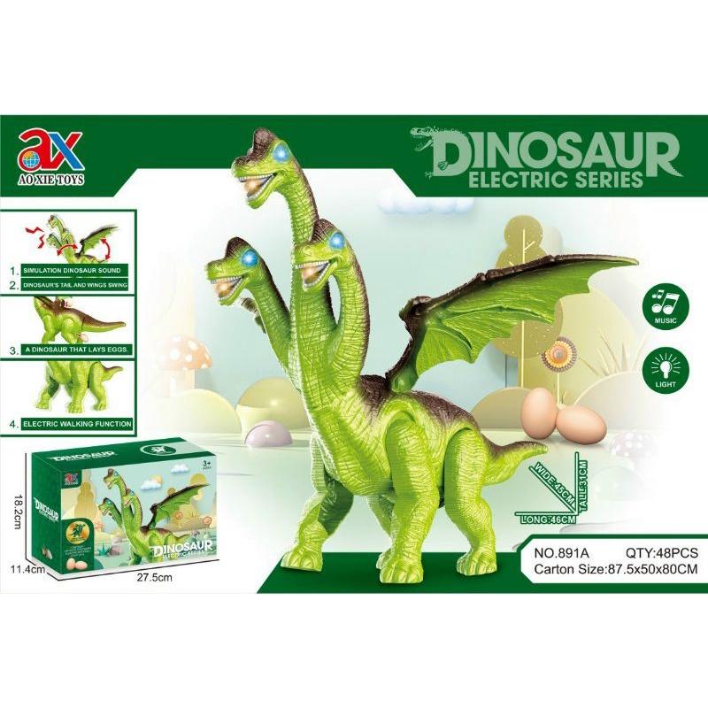 KHỦNG LONG 3 ĐẦU ĐẺ TRỨNG CÓ ĐÈN VÀ NHẠC SIZE TO