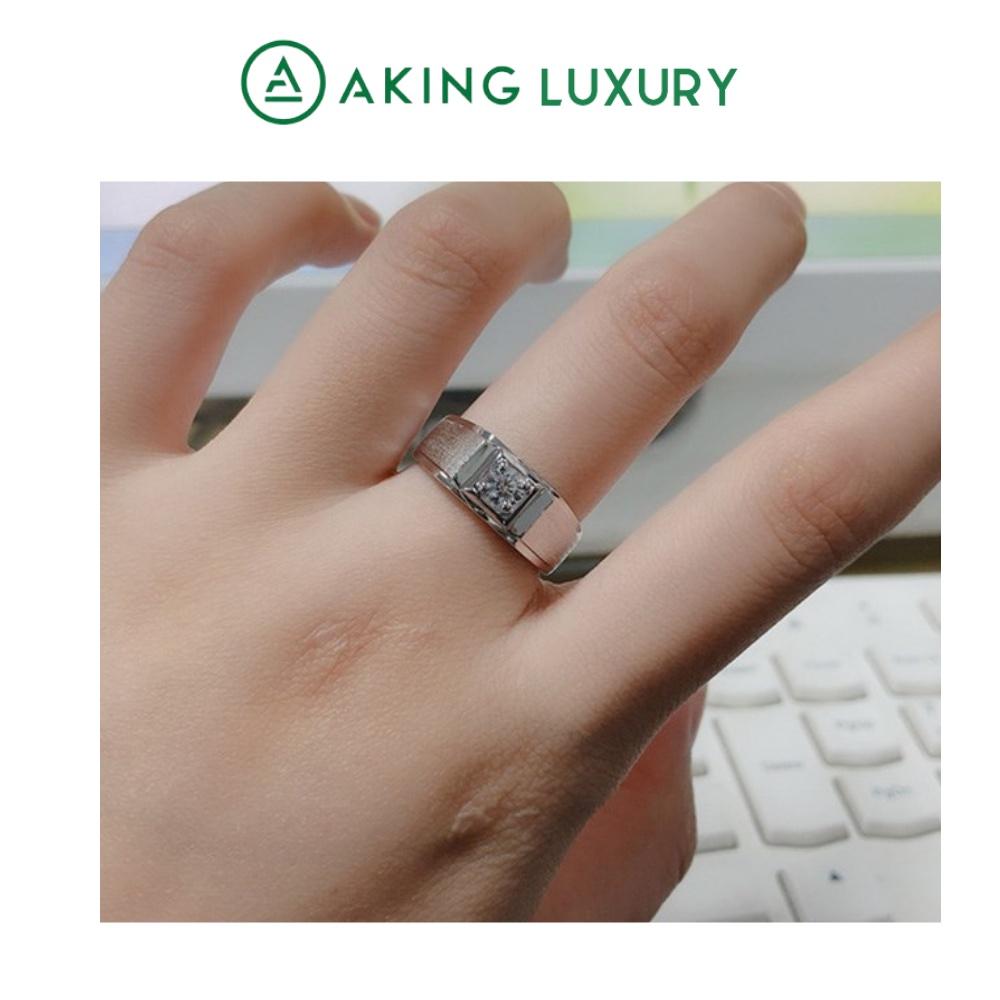 Nhẫn bạc nam AK15 cao cấp, nhẫn nam trơn đơn giản làm nổi bật viên đá chủ tôn lên sự mạnh mẽ. Mới nhất 2021