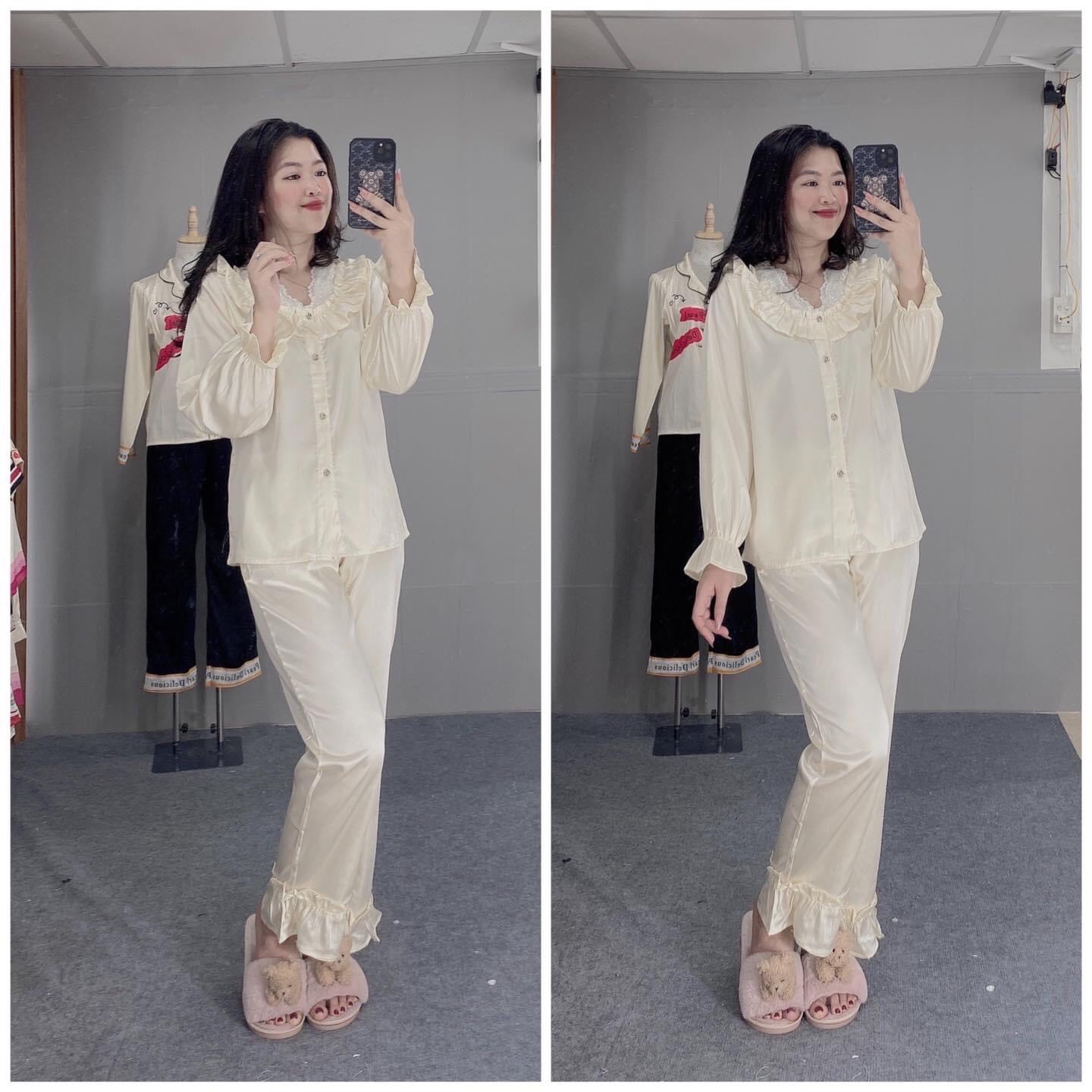 Bộ Mặc Nhà Pyjama Tiểu Thư Mẫu Mới Tay Dài Quần Dài