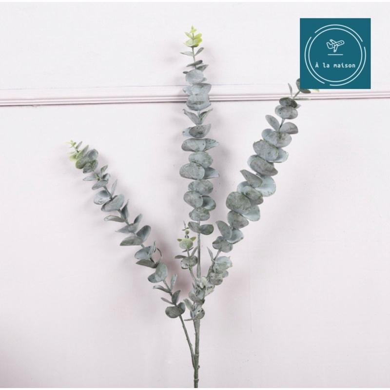 Cành lá dollar bạc từ PU dùng trong thiết kế trang trí theo phong cách Châu Âu, hoa lụa cao cấp, hoa cưới, hoa cô dâu