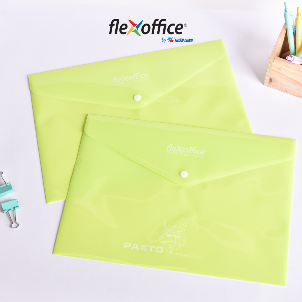 Combo 10 Bìa nút Pazto màu Pastel F4 Thiên Long Flexoffice FO-CBF010 - Màu ngẫu nhiên