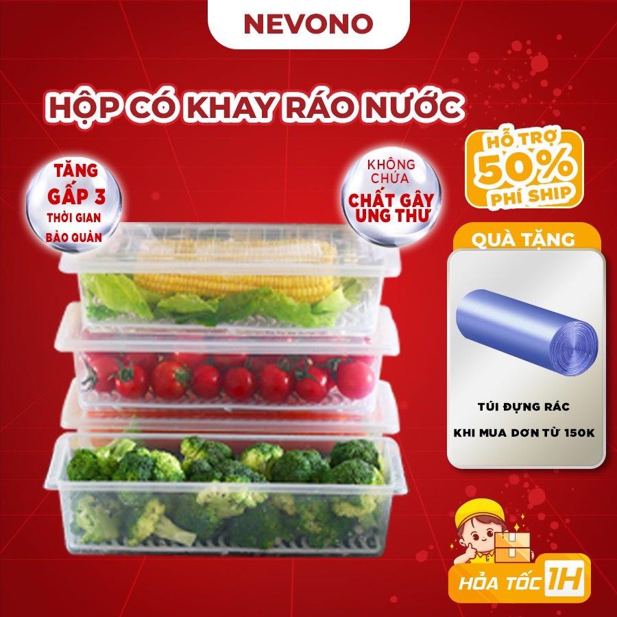Hộp đựng thực phẩm có nắp đậy kèm khay ráo nước chất liện nhựa thực phẩm an toàn cho sức khỏe tiện lợi