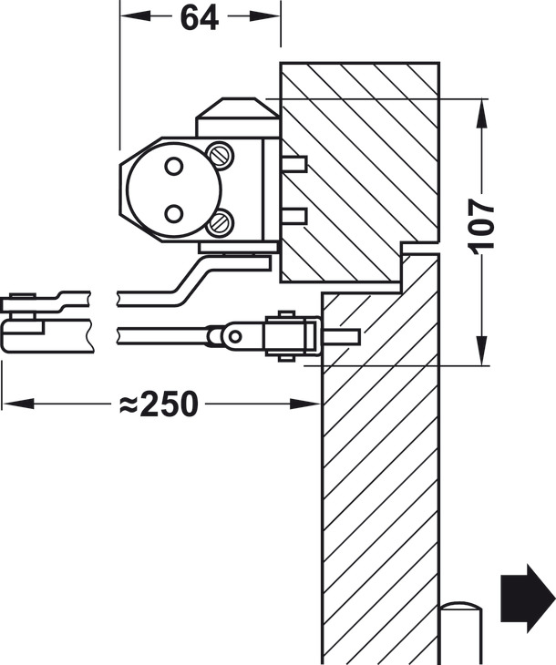 CƠ CẤU ĐÓNG CỬA TỰ ĐỘNG NỔI DCL 12 EN 3 VỚI TAY HAFELE STARTEC/931.84.659 - HÀNG CHÍNH HÃNG