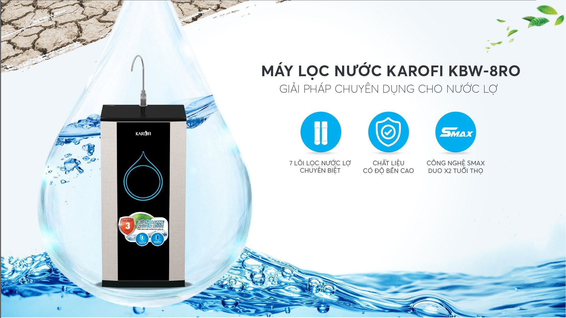 Máy lọc nước Karofi KBW-8RO- Hàng Chính Hãng