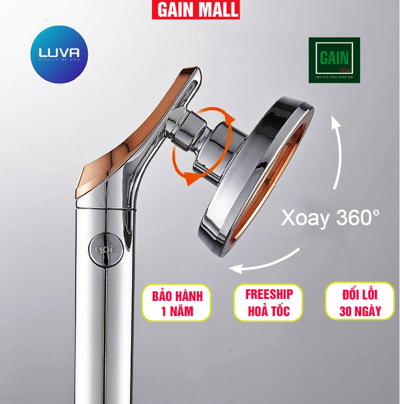 Vòi hoa sen Luva VS6, đường kính bát sen 11cm, Bật/Tắt trực tiếp trên vòi sen, hàng chính hãng