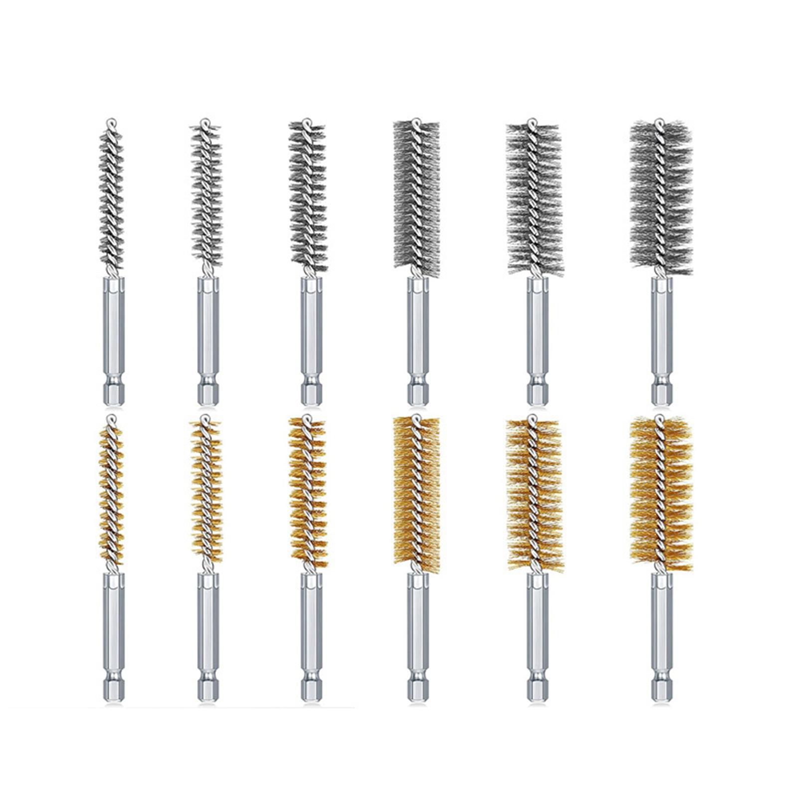 Bore Cleaning Brush 8-19mm Hex Shank Brush Twisted Wire Drill Brush for Electric Impact Drill 6PCS Cleaning Brush