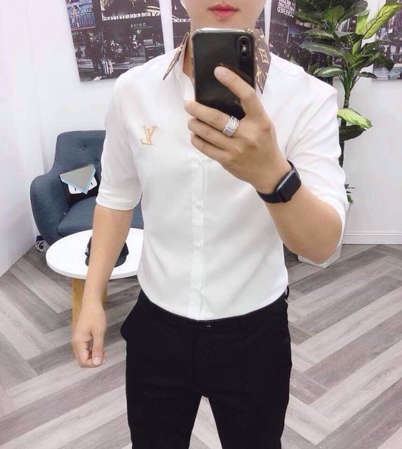 Áo sơ mi nam tay dài cao cấp cổ phối L