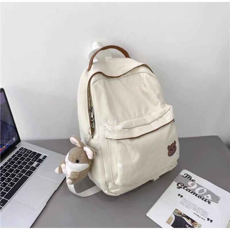 COMBO BALO CANVAS BEAR + SỔ NOTE, KẸP GỖ, PIN CÀI