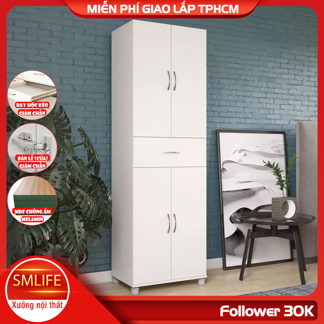 Tủ áo nhỏ gọn tủ đựng quần áo bằng gỗ MDF SMLIFE Clarian