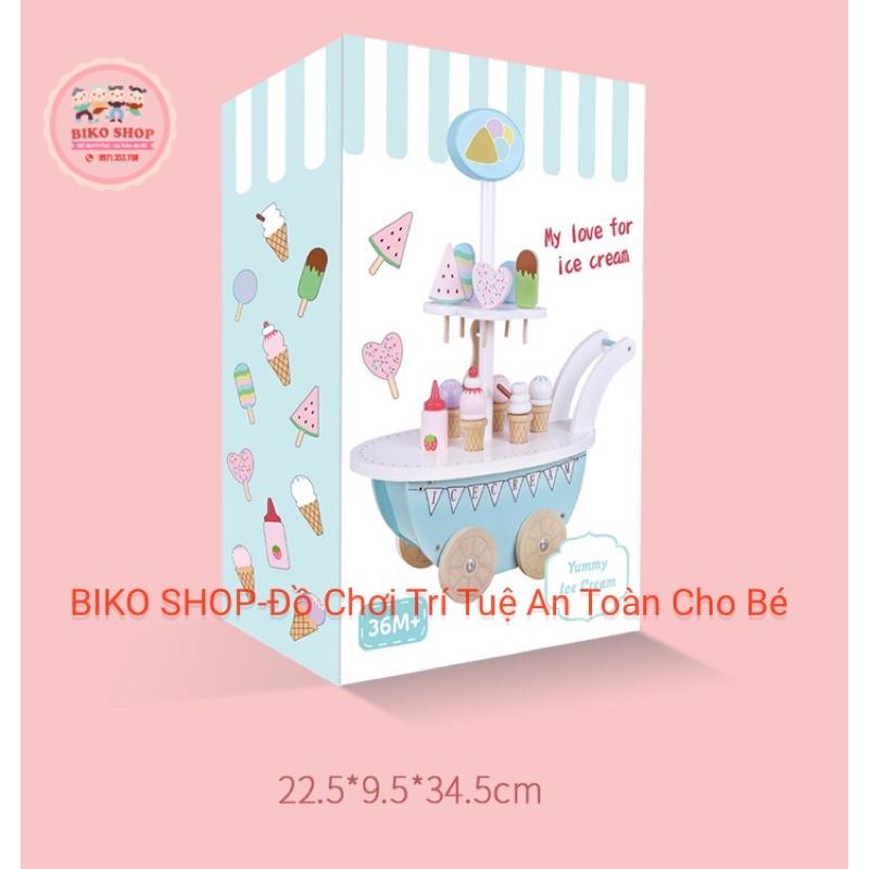 Đồ chơi xe kem xanh trắng