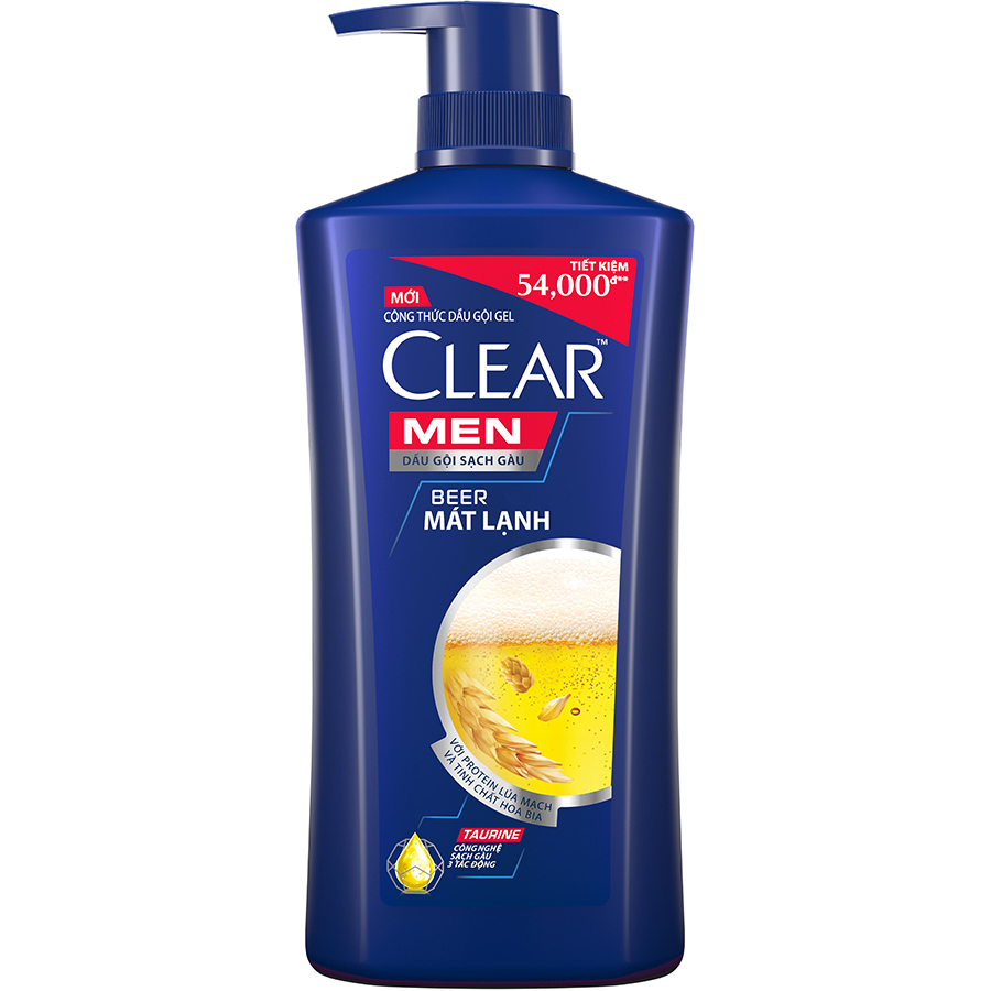 Dầu Gội Đầu Cho Nam Clear Men Beer Mát Lạnh Đánh Bay Gàu, Ngứa Và Vi Khuẩn Công Nghệ Sạch Gàu 3 Tác Động 650g