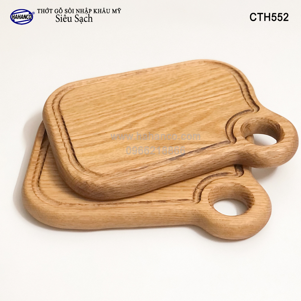 Thớt xinh gỗ Sồi Mỹ (OAK) có rãnh bao quanh (CTH552) hàng Xuất Khẩu Châu Âu - khay bánh mì/trái cây/ bít tết/ pizza/ phụ kiện chụp ảnh, bày món ăn trong nhà hàng - Sang trọng trên bàn ăn - HAHANCO