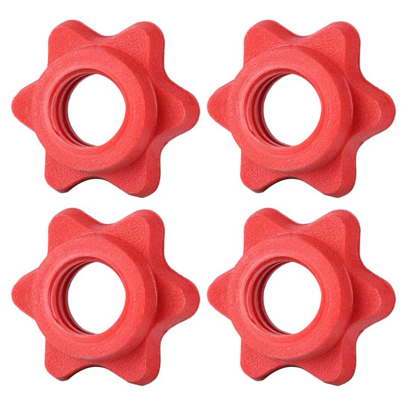 4 Cái/bộ Spinlock Vòng Cổ, Chống Trơn Trượt Vòng Quay Khóa Cổ Lục Giác Hạt Vít Kẹp Spinlock Cổ Cho Quả Tạ Nâng Trọng Lượng Color: Red