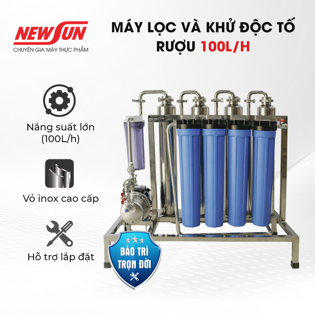 Máy lọc và khử độc tố methanol NEWSUN 100L/h lọc nhanh, thơm, ngon - Hàng chính hãng