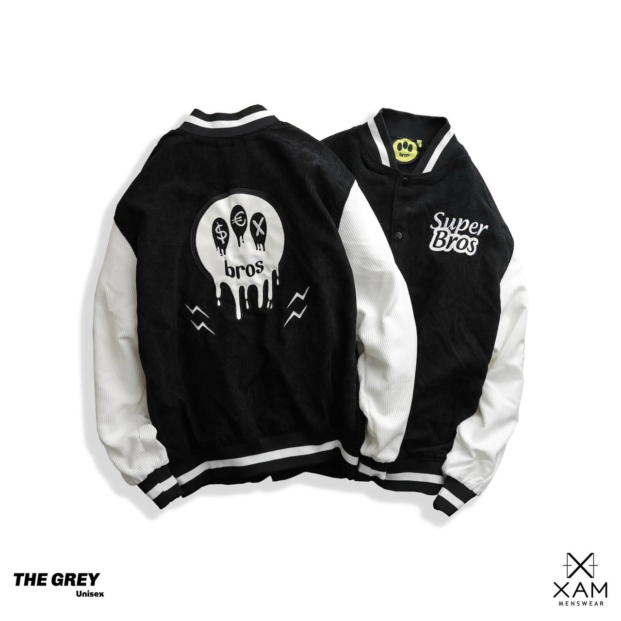 Áo khoác bomber ACKET VARSITY S.BROS, Áo khoác bomber super boss chất vải nhung 2 lớp thêu nổi,áo khoác ngoài Ulzzang, Áo khoác bomber nam nữ Hàn Quốc 2022, áo khoác kaki nhung nam nữ unisex cá tính