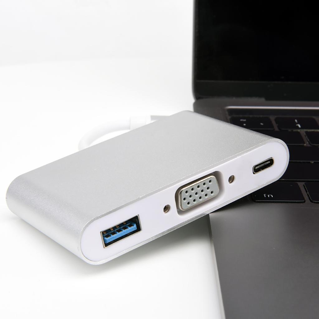 Universal USB Type-C to VGA Charging HUB Adapter Converter for Laptop