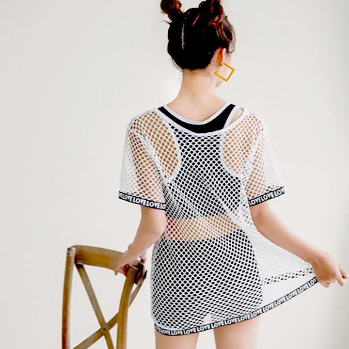 Bộ đồ bơi nữ kiểu dáng thể thao Set đi biển 3 mãnh năng động cá tính