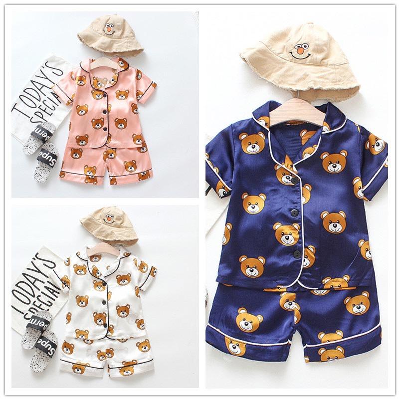 Đồ Bộ Pijama Cộc Tay Cho Bé In Hình Gấu Cute, Đồ Ngủ Cộc Tay Pizama Cho Bé Từ 7-28kg - TINY KIDS