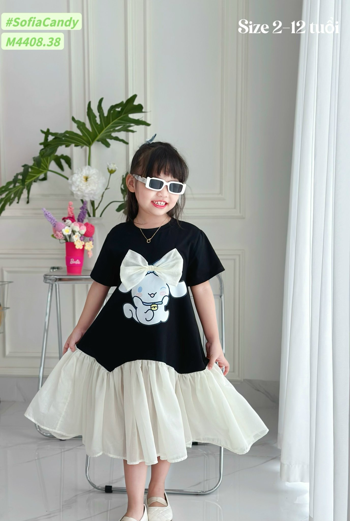 Đầm váy công chúa cho bé gái babydoll Cinnamoroll size 12-42kg hàng thiết kế cao cấp