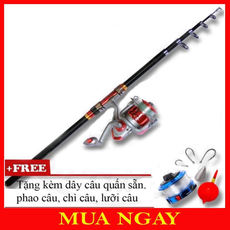 Bộ Cần Câu Cacbon 2m1 Cao Cấp Tặng Kèm Phụ Kiện Câu CB21