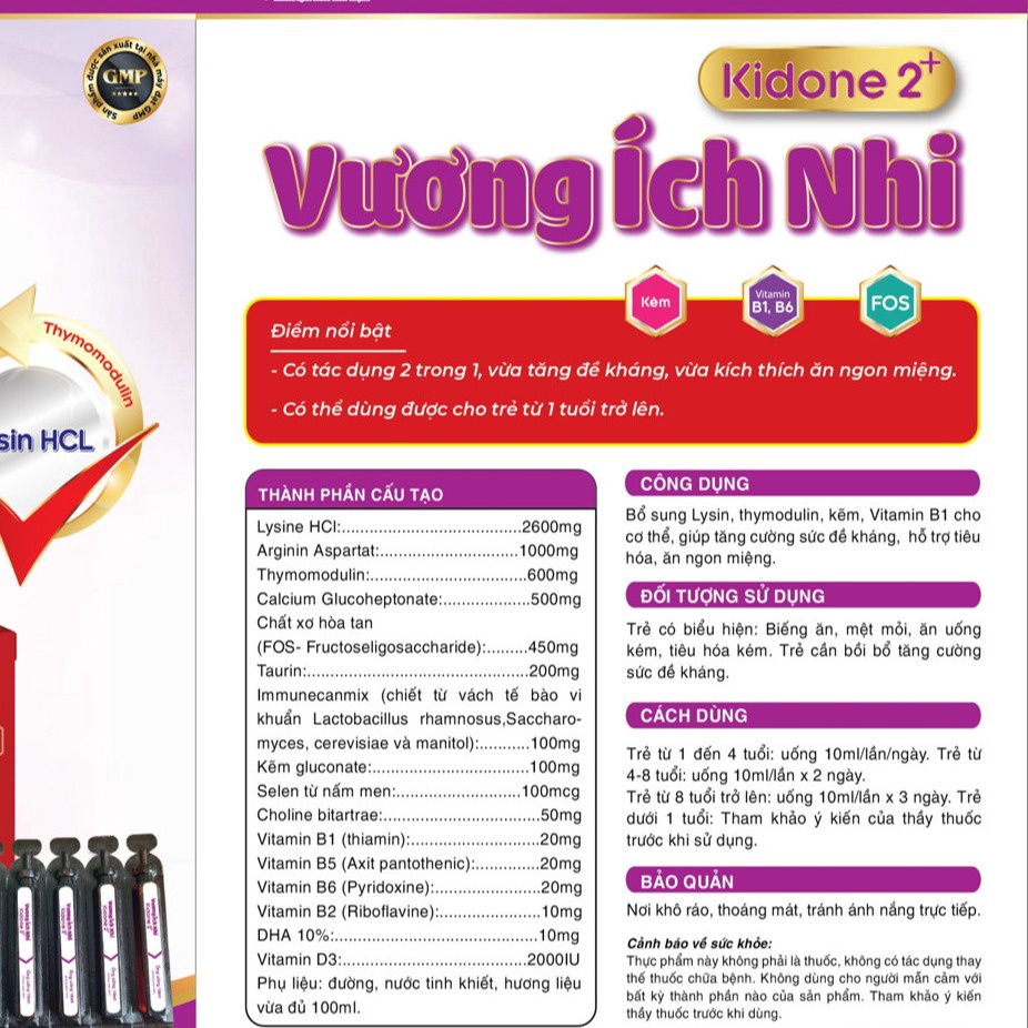 Siro Vương Ích Nhi giúp bé ăn ngon, ngủ ngon, tăng sức đề kháng (Hộp 20 Ống)