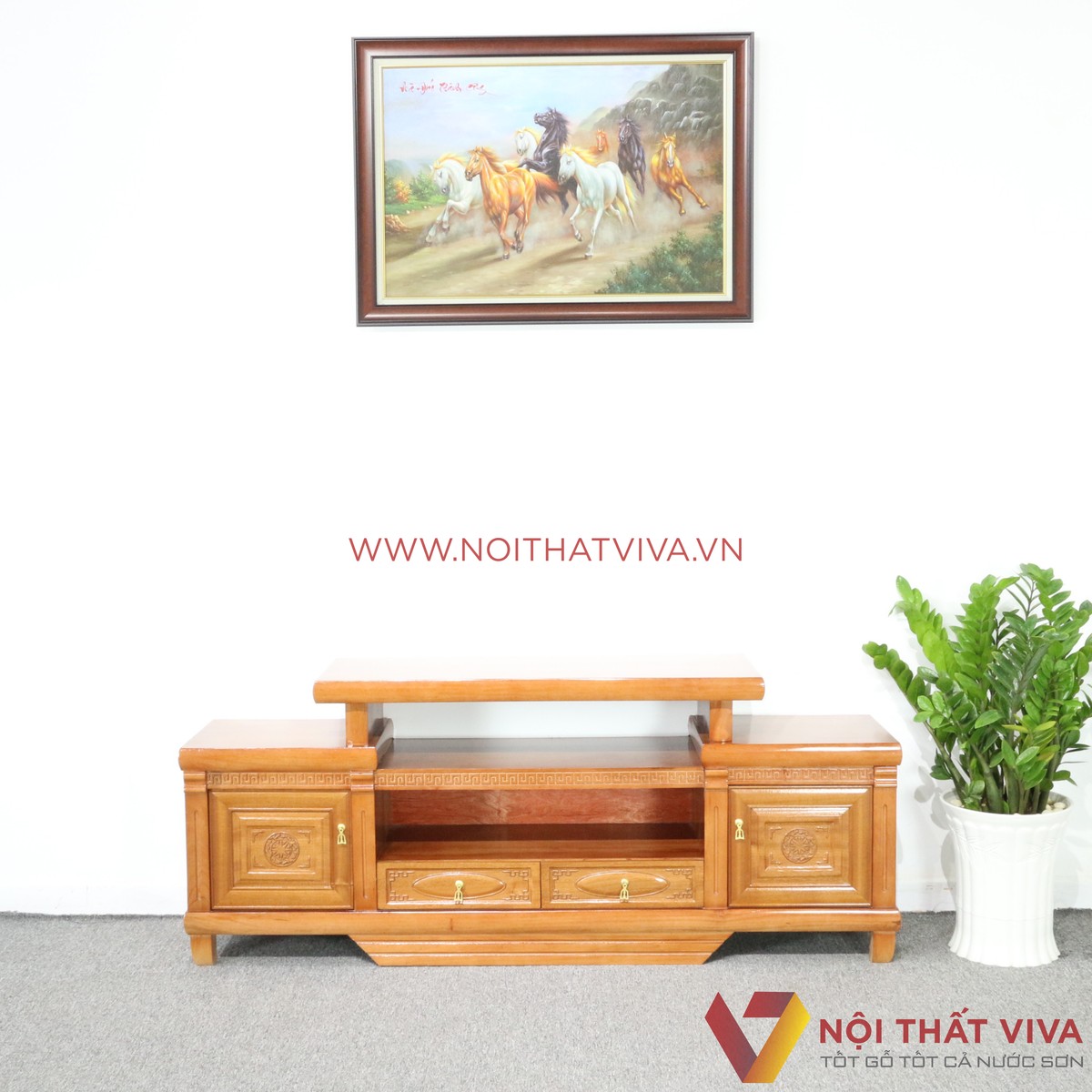 Kệ Tivi Gỗ Xoan Đào 2 Tầng Sang Trọng Đẹp Giá Rẻ