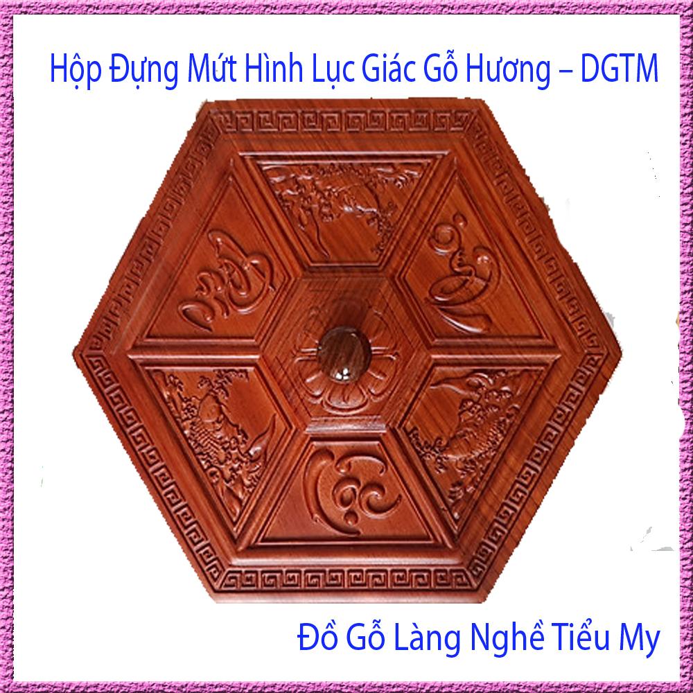 Hộp Đựng Mứt Hình Lục Giác Gỗ Hương, Khay Đựng Bánh Kẹo Tết