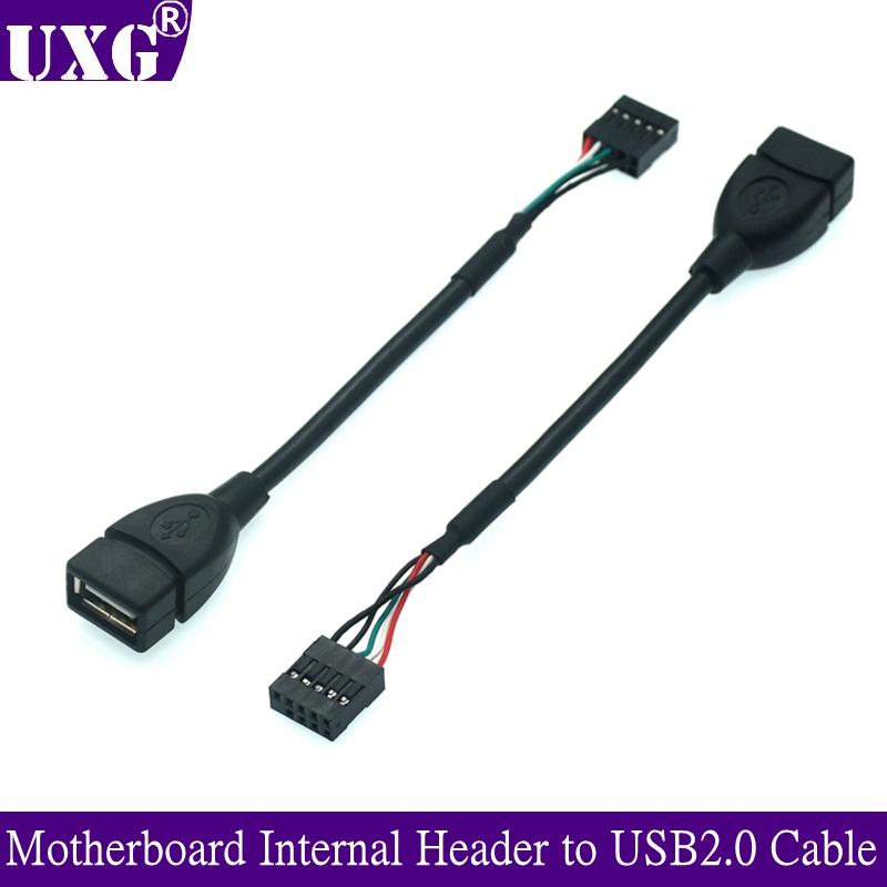 9-pin USB Motherboard Internal Header to USB2.0 Bus Adapter Chassis Built-in Cable for Computer Desktop Cable 10cm 15cm