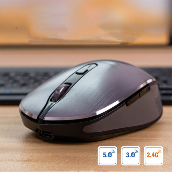 Chuột máy tính không dây Newmen F900S (Dual Mode BT5.0/3.0 &amp; 2.4 Ghz, Silent switch), Silver Grey.NEW V1 - Hàng chính hãng