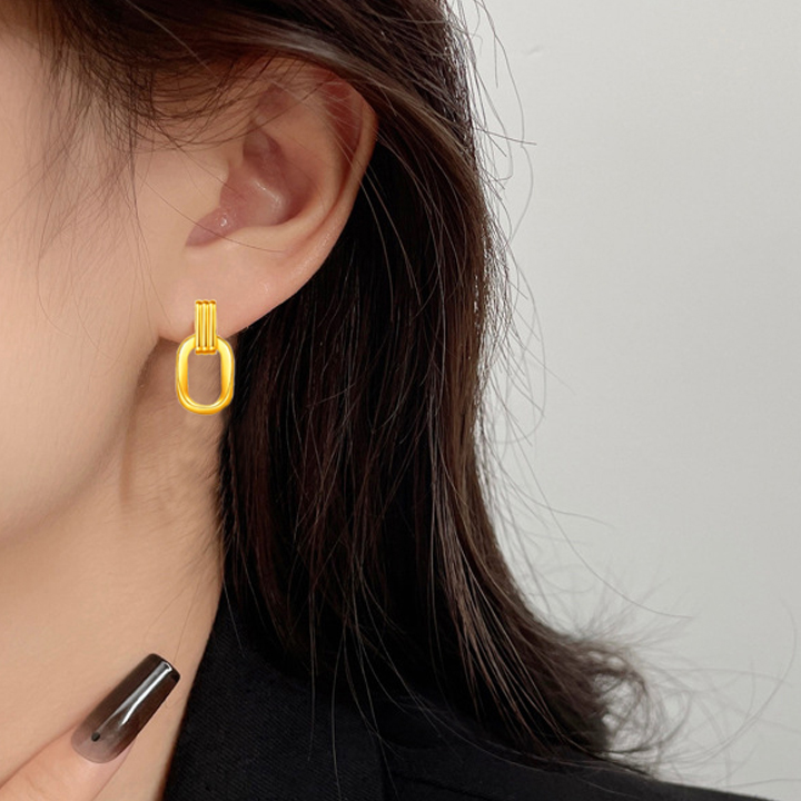 Bông tai nữ titan 2 khoen lồng nhau thời trang WBT568 Không đen không gỉ sét