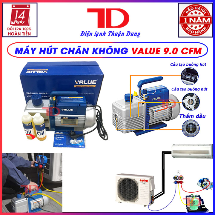 Máy hút chân không VALUE 9.0 CFM hàng chính hãng - Điện Lạnh Thuận Dung