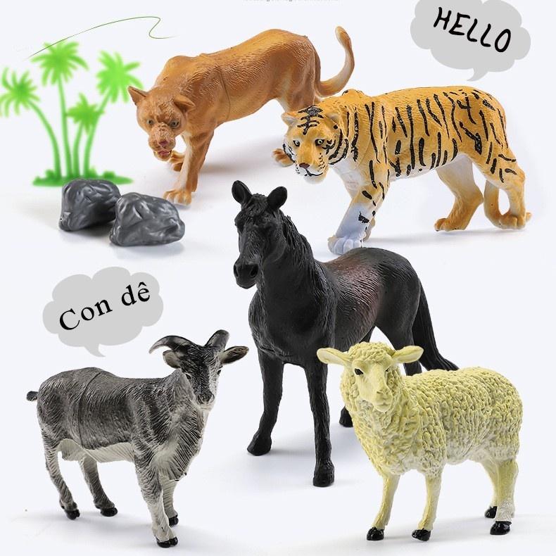 Bộ mô hình động vật 58 chi tiết thú rừng hoang dã nhựa an toàn giúp bé nhận biết thế giới xung quanh