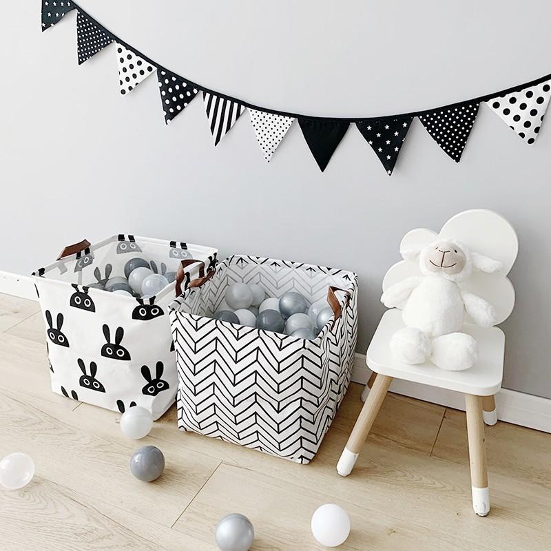 Giỏ lớn bằng vải cotton có thể gấp được chống thấm nước dùng đựng quần áo đồ chơi