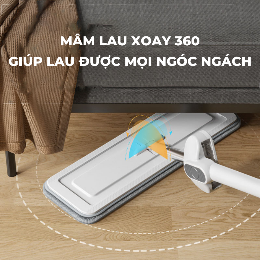 Cây lau nhà tự vắt phun sương xoay 360 độ lau sạch khô nhanh tiện lợi - Huy Tưởng