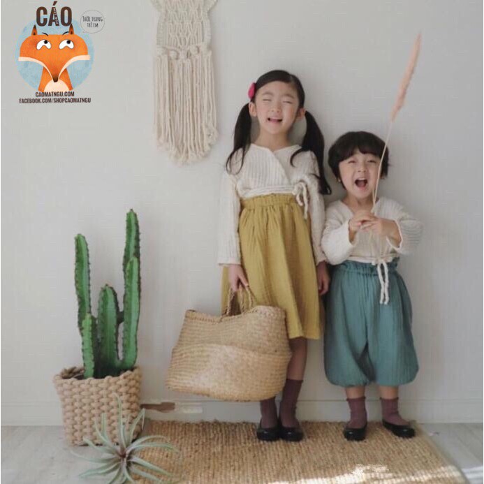 Đầm đũi Vintage kiểu Hàn Quốc bé gái