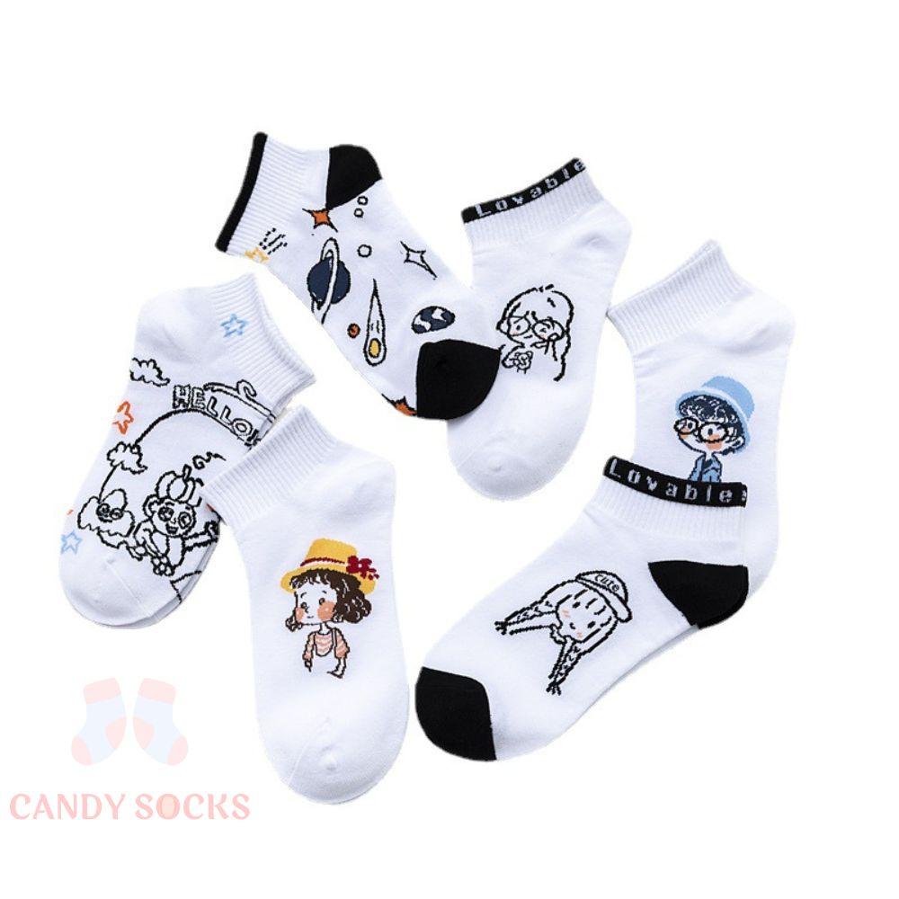 Tất nữ vớ nữ cổ thấp, Set 6 đôi tất Unisex phong cách Hàn Quốc, co dãn 4 chiều, chất liệu cotton Hàn cao cấp TN-070