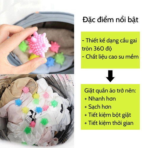 Bóng Giặt  Combo 10 Quả Cầu Gai Giặt Quần Áo, Banh Giặt Quần Áo- Giảm Nhăn , Làm Sạch Quần Áo Hiệu Quả