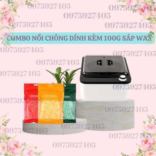 Nồi Nấu Sáp Wax Lông Chống Dính Nấu Siêu Nhanh Kèm 100G Sáp Tặng Que Gỗ