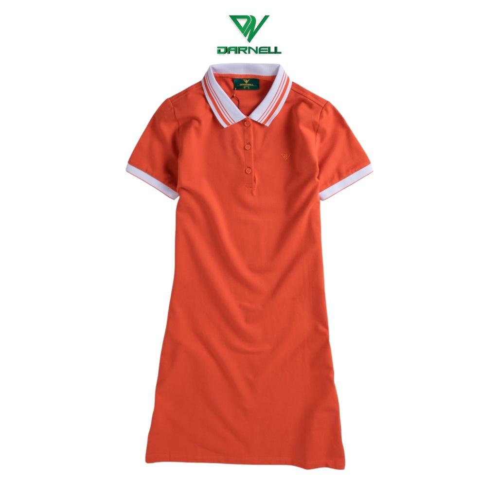 Váy polo nữ DARNELL cam đất cổ kẻ chất cotton cao cấp V02