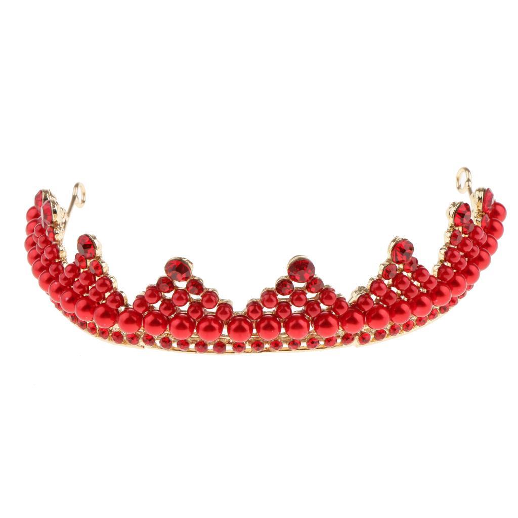 Wedding Bridal Pearls Crown Headband Earrings Girls Woman Party Jewelry Set