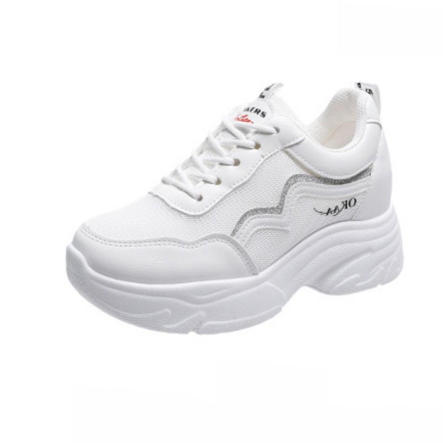 Giày thể thao nữ , giày sneaker nữ độn đế AA OKK 5cm nhũ lấp lánh đường viền đế sóng hàng cao cấp cực đẹp và êm chân