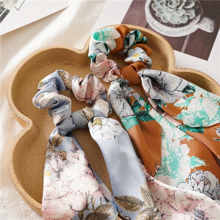 Cột Tóc Nơ Scrunchies Thắt Nút Hoa Tam Tam Giác Chất Liệu Voan Mềm Mại Thanh Lịch HOT TREND  - Mã DT012