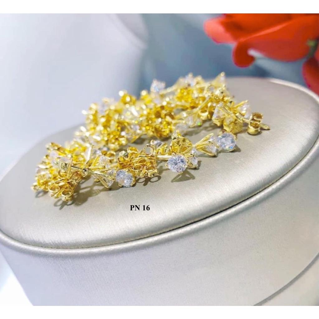 Bông khuyên tai vàng chôt nụ đá 2,5 ly nam nữ đeo nhiều kiểu,vành trên đều đẹp MS016,phụ kiện trang sức,Vàng bạc an chi