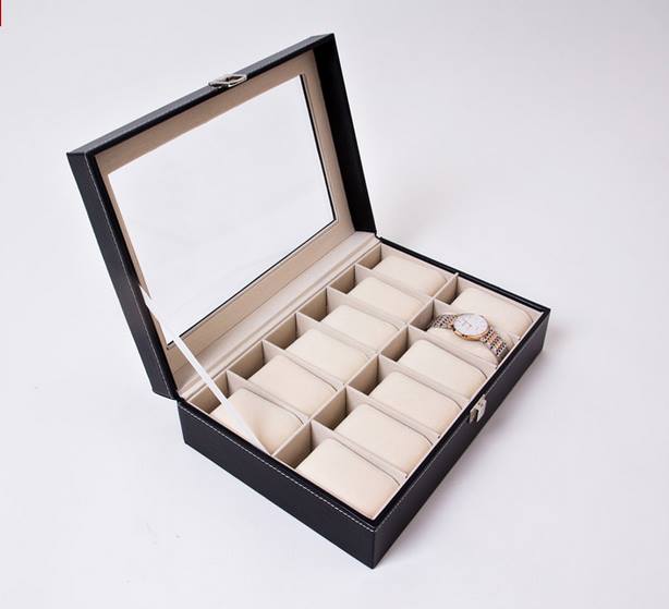 Hộp đựng đồng hồ cho nam và nữ bằng da cao cấp thiết kế 12 ngăn riêng biệt, các ngăn có miếng mút chống xê dịch và xước mặt đồng hồ KHUYẾN MÃI SỐC HÔM NAY