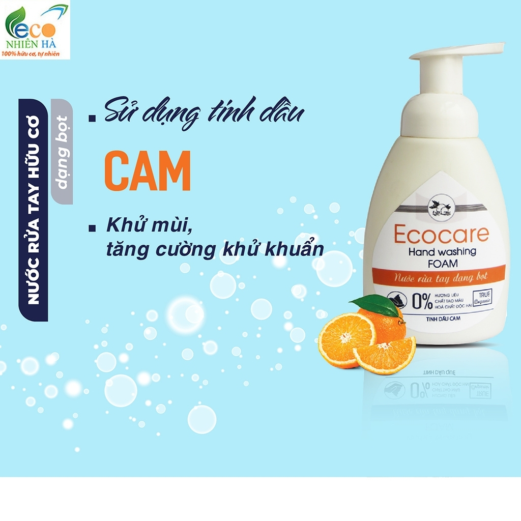 Nước rửa tay ECOCARE 250ml tinh dầu thiên nhiên, nước rửa tay tạo bọt, không khô da tay