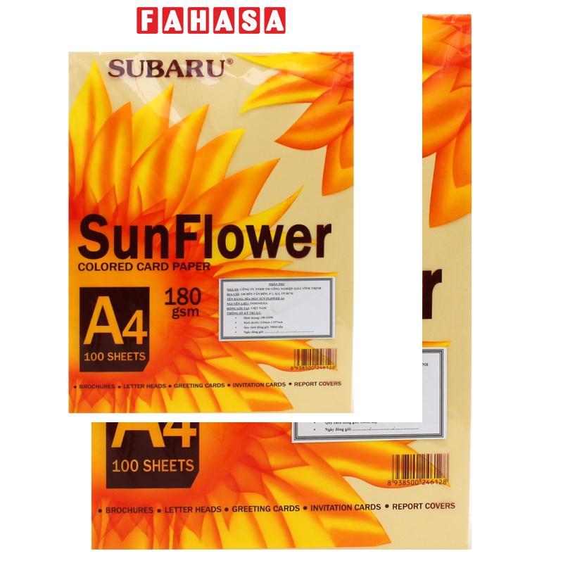 Bìa Giấy Màu Sunflower A4 ĐL180 - Màu Vàng (100 Tờ)