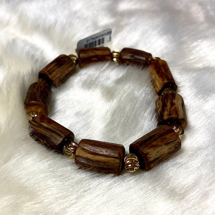 Vòng Tay Trầm Hương Khúc Mix Charm Hạt Bi 8ly Vàng Kim Mã